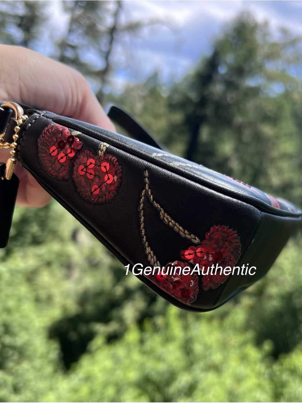 COACH Black Mini Leather Shoulder Bag Wristlet Clutch Gold Hardware CCZ21 NWT - Picture 7 of 12
